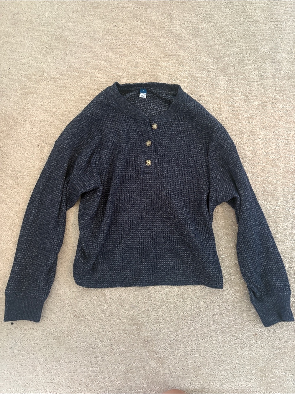 Old Navy Blue Heather Henley Crewneck Sweater